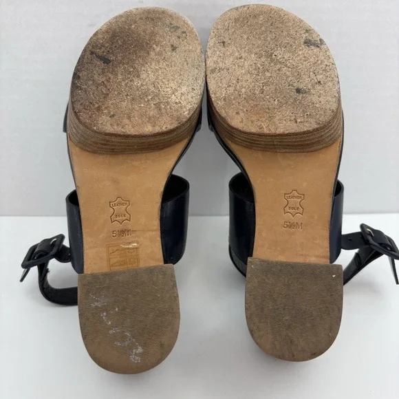 Tory Burch Solana Platform Sandals‎ Women's Size 5.5 Navy Blue Leather Strap - Picture 16 of 16